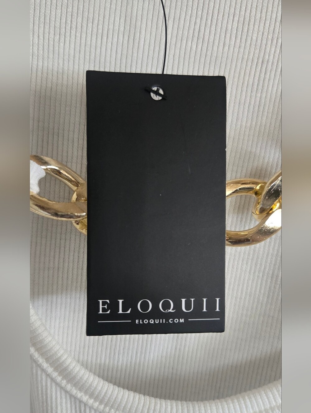 Nwt Eloquii Ribbed Knit Top Chunky Polished Gold Chain Accent Off White 26/28 - Picture 4 of 8